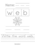 Write the word web Handwriting Sheet