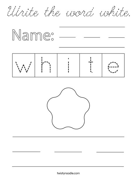 Write the word white. Coloring Page