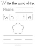 Write the word white Coloring Page