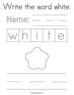 Write the word white Coloring Page