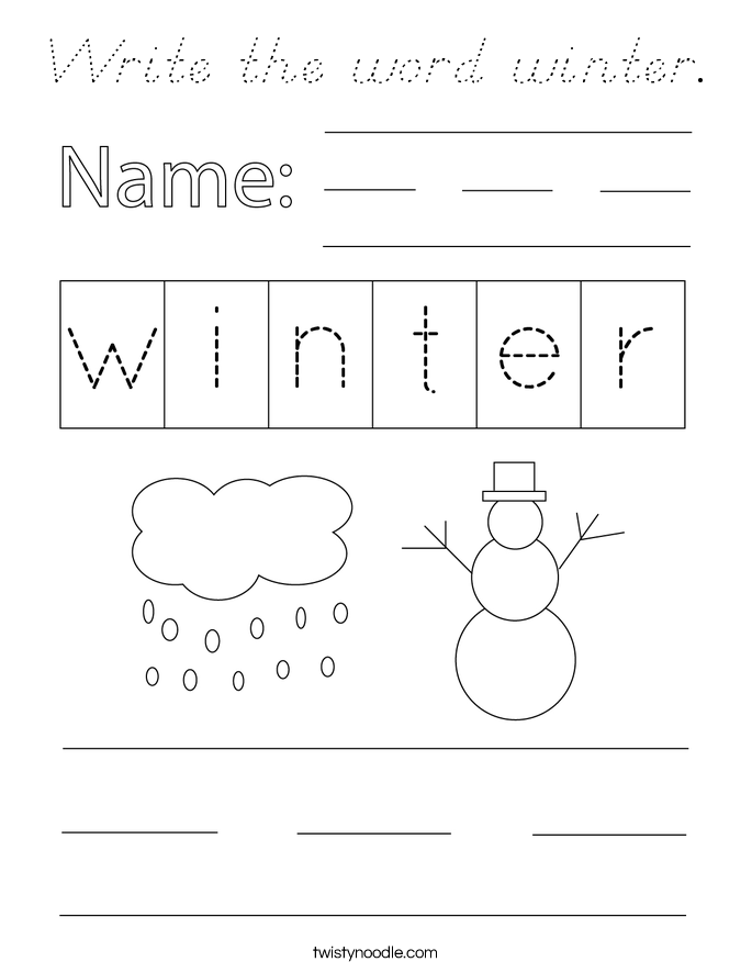 Write the word winter. Coloring Page