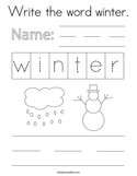 Write the word winter Coloring Page
