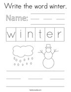 Write the word winter Coloring Page