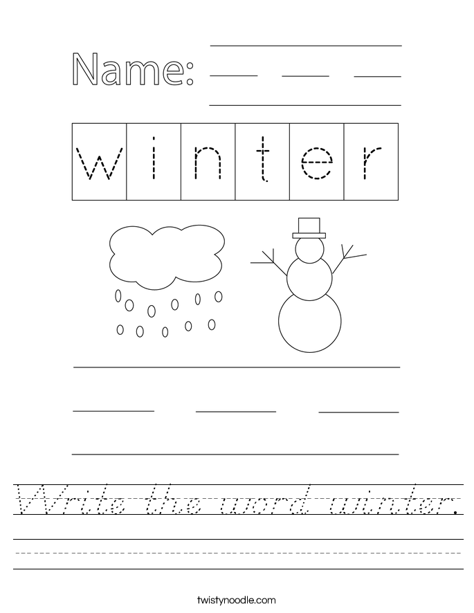 Write the word winter. Worksheet