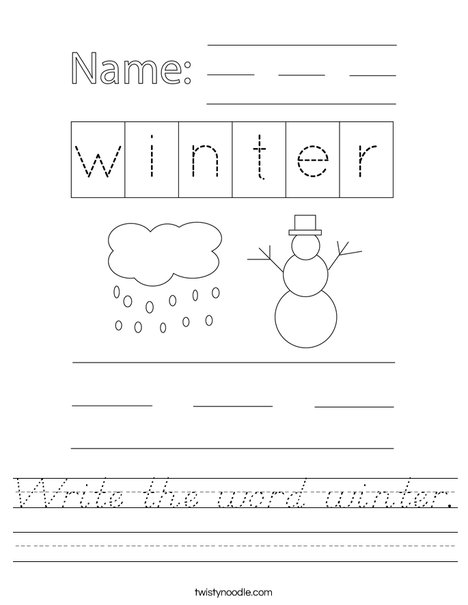 Write the word winter. Worksheet