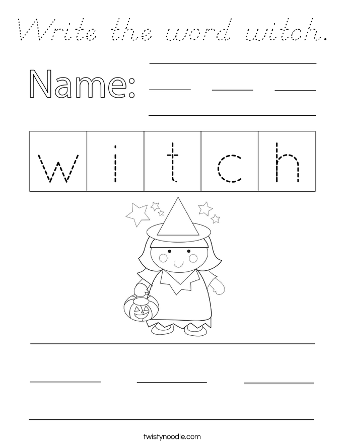 Write the word witch. Coloring Page
