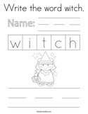 Write the word witch Coloring Page