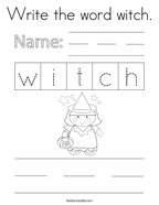 Write the word witch Coloring Page