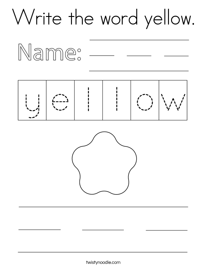 Write the word yellow. Coloring Page