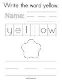 Write the word yellow Coloring Page