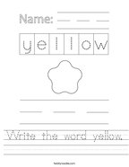 Write the word yellow Handwriting Sheet