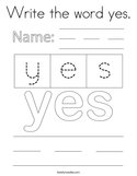 Write the word yes Coloring Page