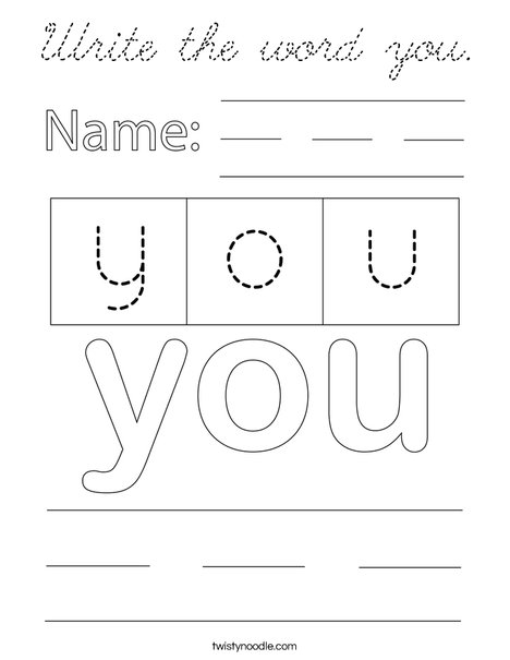 Write the word you. Coloring Page