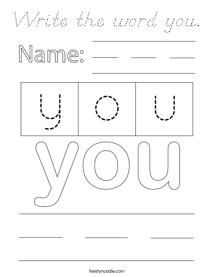 Write the word you. Coloring Page