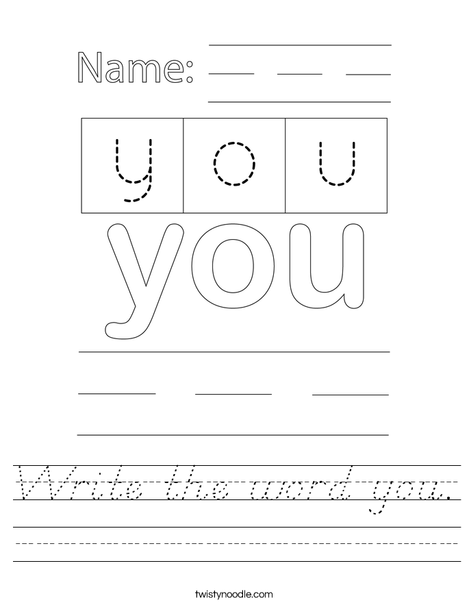 Write the word you. Worksheet