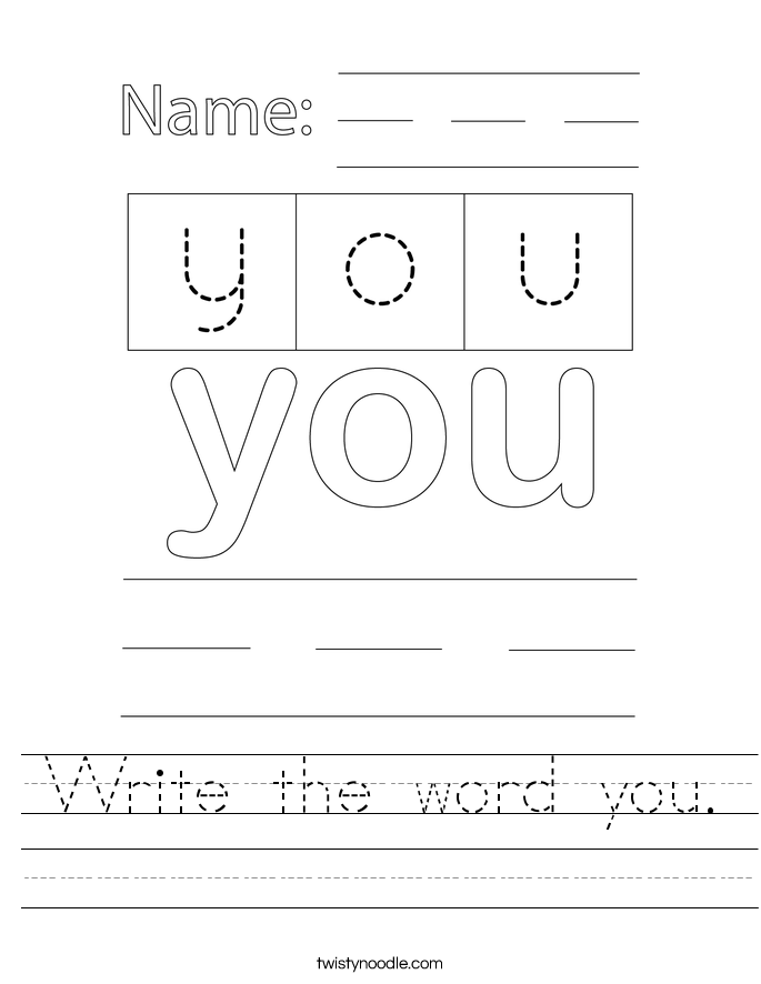 Write the word you. Worksheet