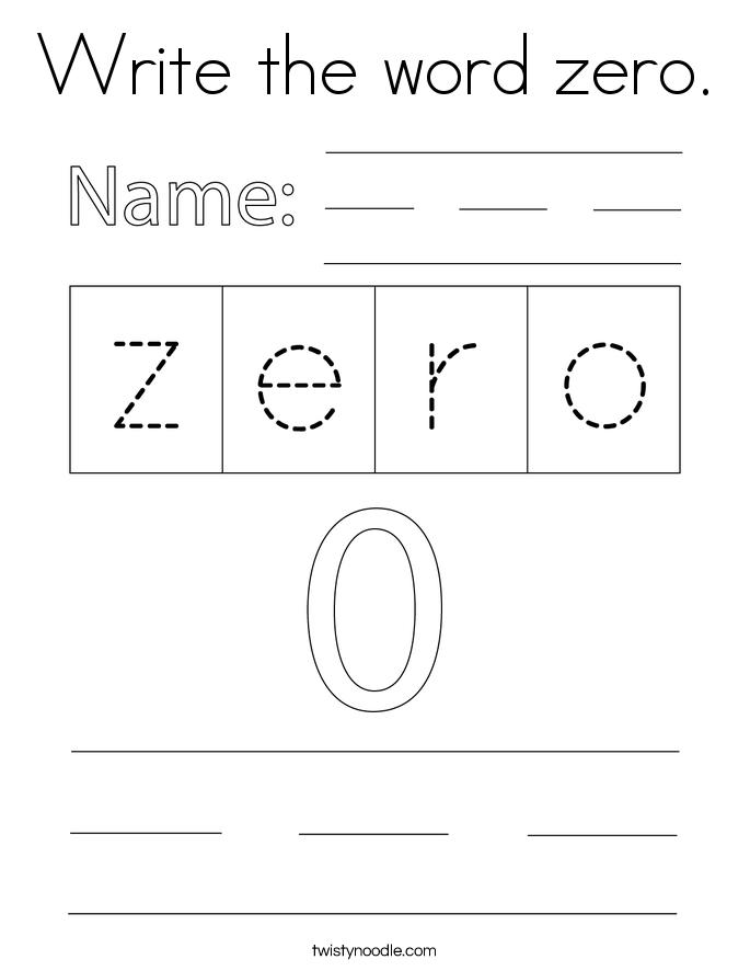 Write the word zero Coloring Page - Twisty Noodle