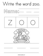 Write the word zoo Coloring Page