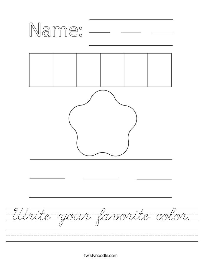 Write your favorite color. Worksheet