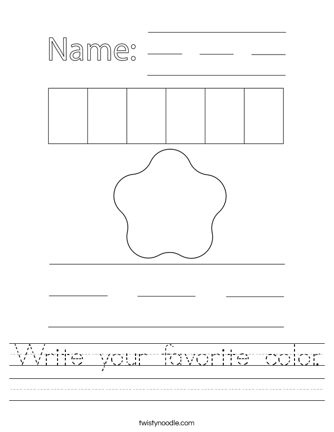 Write your favorite color. Worksheet