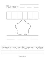 Write your favorite color Handwriting Sheet