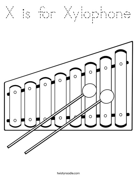 X is for Xylophone Coloring Page