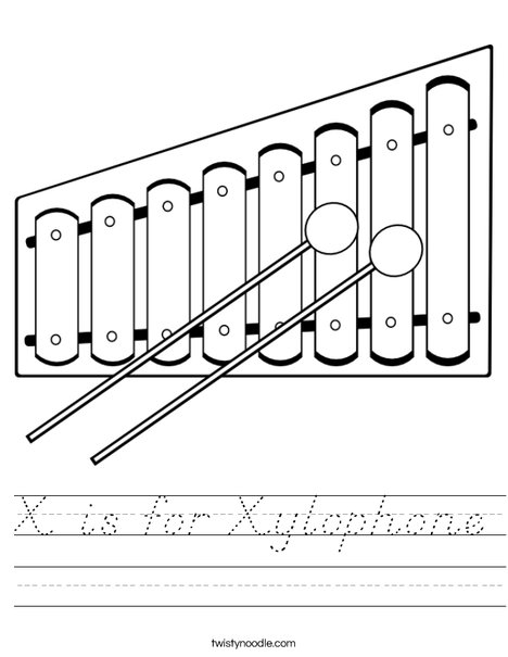X is for Xylophone Worksheet