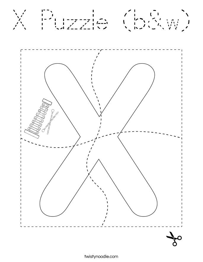 X Puzzle (b&w) Coloring Page