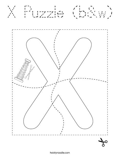 X Puzzle (b&w) Coloring Page