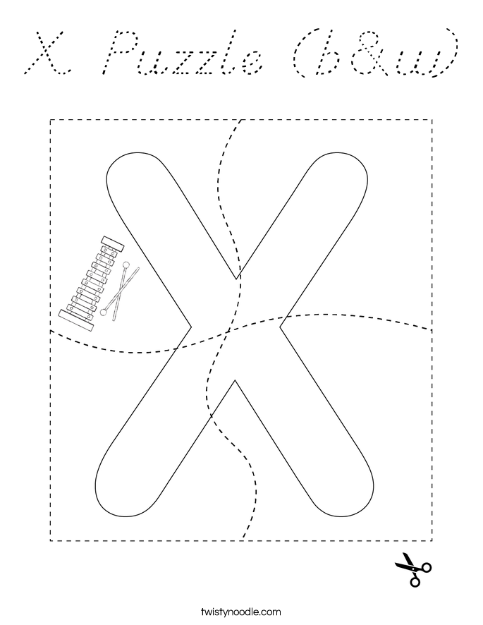 X Puzzle (b&w) Coloring Page