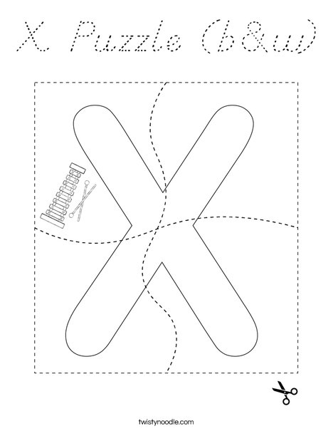 X Puzzle (b&w) Coloring Page