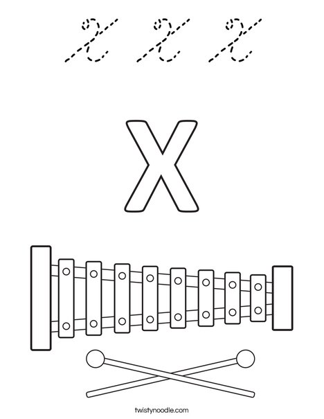 X Xylophone Coloring Page