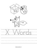 X Words Worksheet
