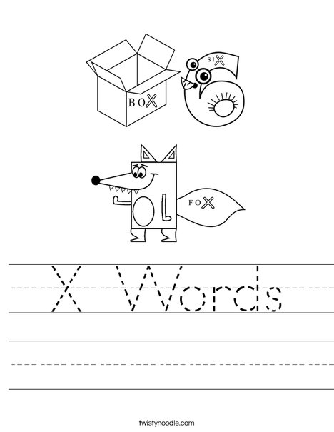 x words worksheet twisty noodle