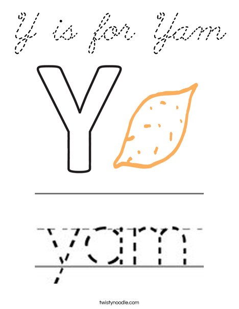 Y is for Yam Coloring Page