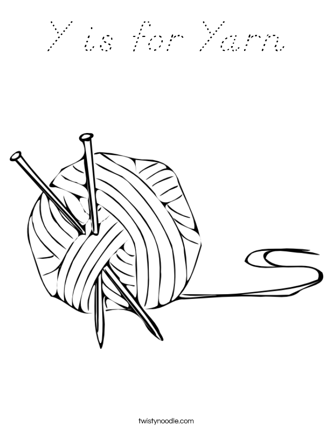 Download Y is for Yarn Coloring Page - D'Nealian - Twisty Noodle