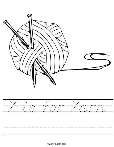 Y is for Yarn Worksheet