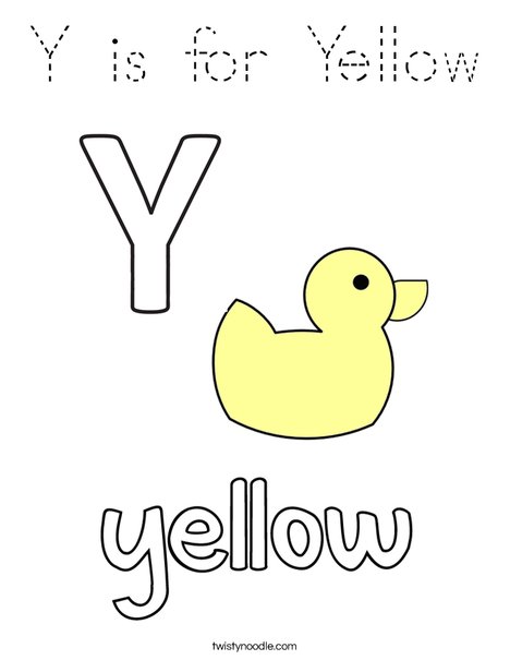 Y is for Yellow Coloring Page - Tracing - Twisty Noodle