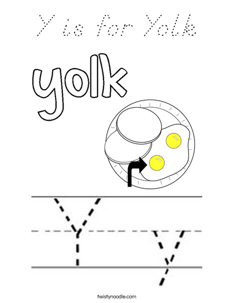 Y is for Yolk Coloring Page - D'Nealian - Twisty Noodle