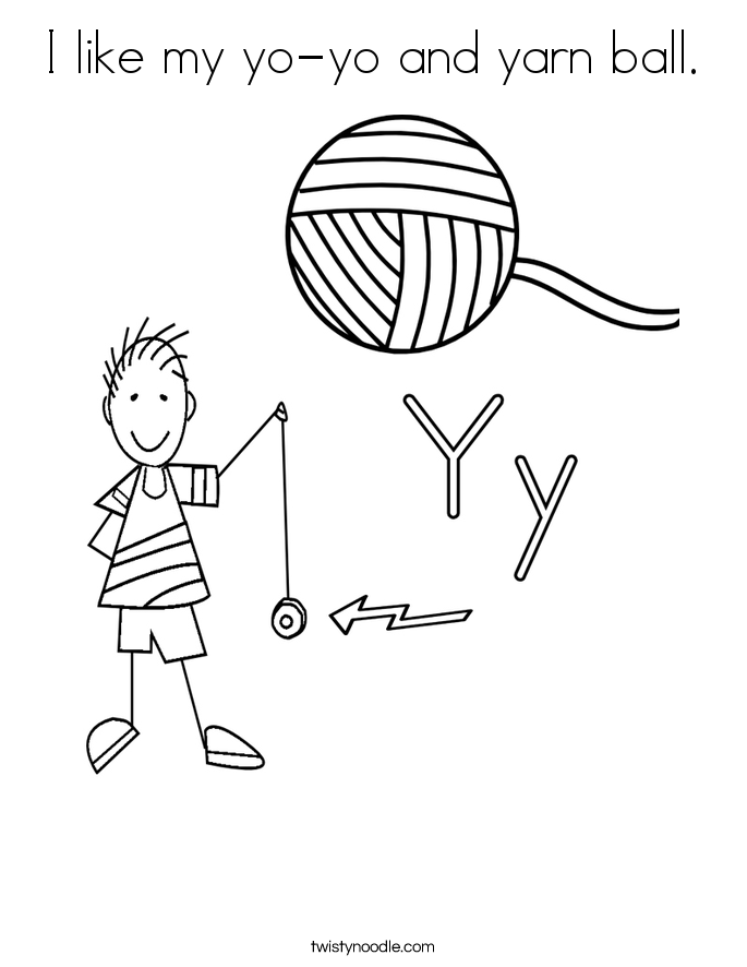 I like my yo-yo and yarn ball. Coloring Page