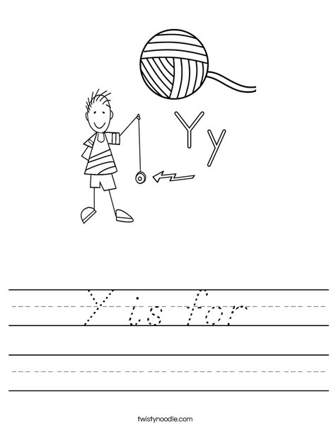 Y is for Worksheet - D'Nealian - Twisty Noodle