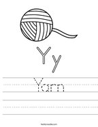 Yarn Handwriting Sheet