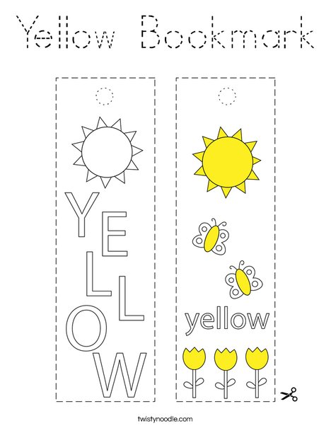 Yellow Bookmark Coloring Page