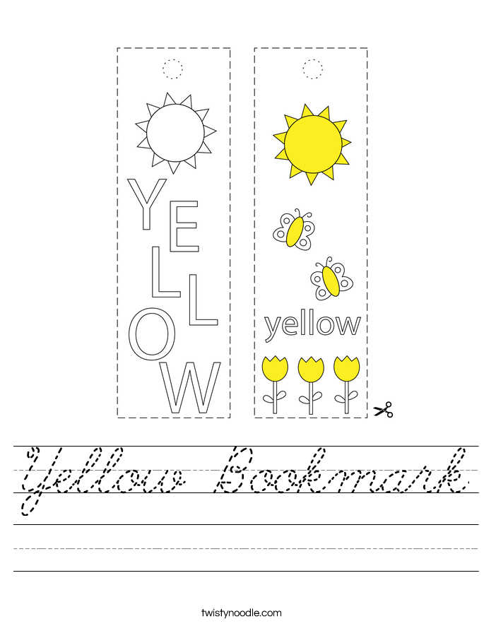 Yellow Bookmark Worksheet