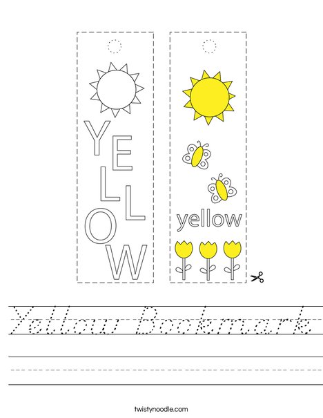 Yellow Bookmark Worksheet