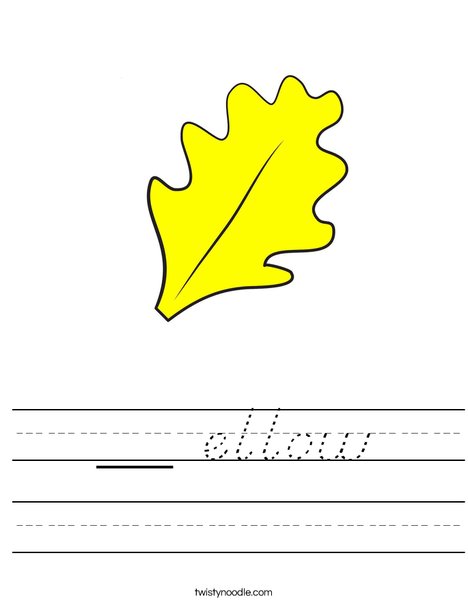 Yellow Fall Leaf Worksheet