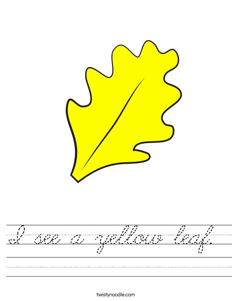 Yellow Fall Leaf Worksheet