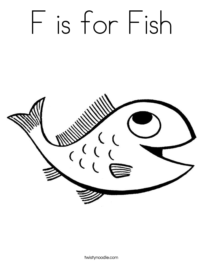 F is for Fish Coloring Page