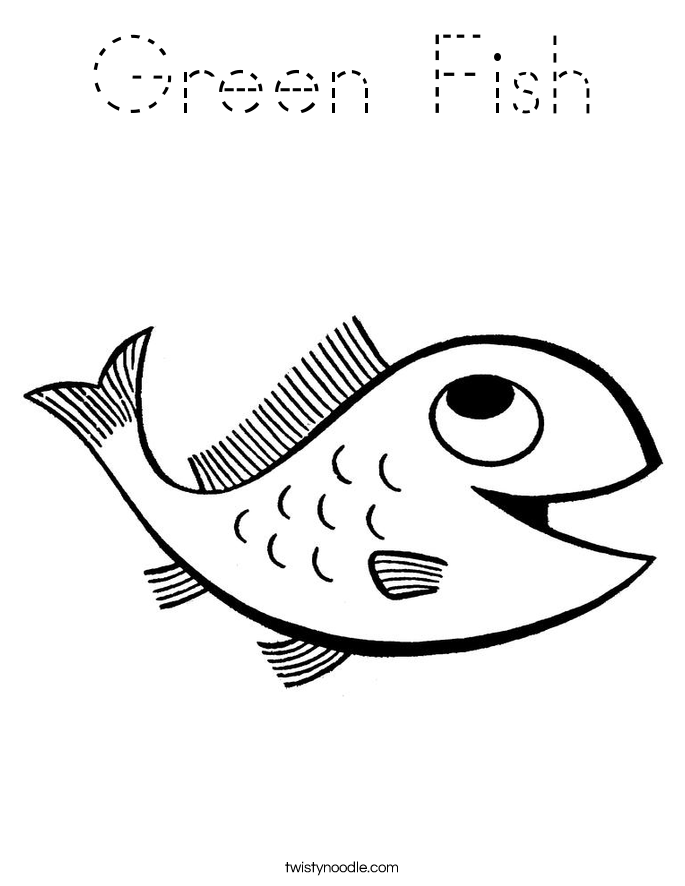 Green Fish Coloring Page