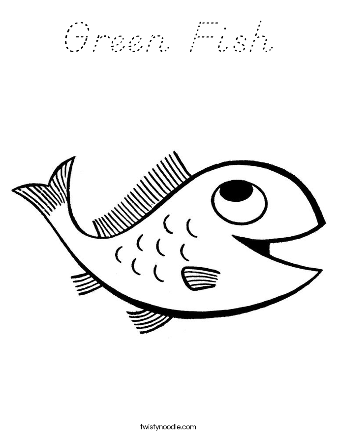 Green Fish Coloring Page